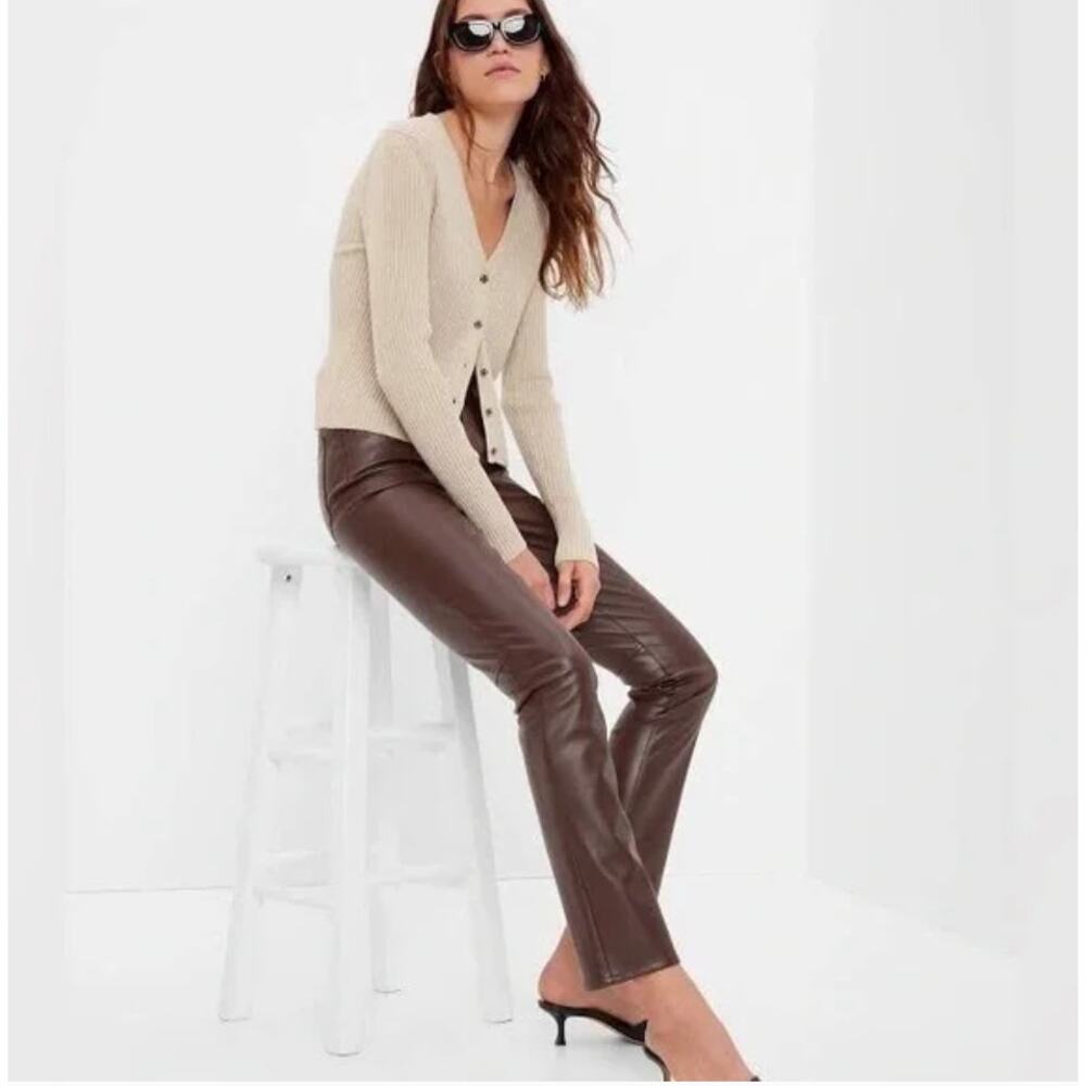 7 for All Mankind Faux Vegan Leather Slim Straight Pants